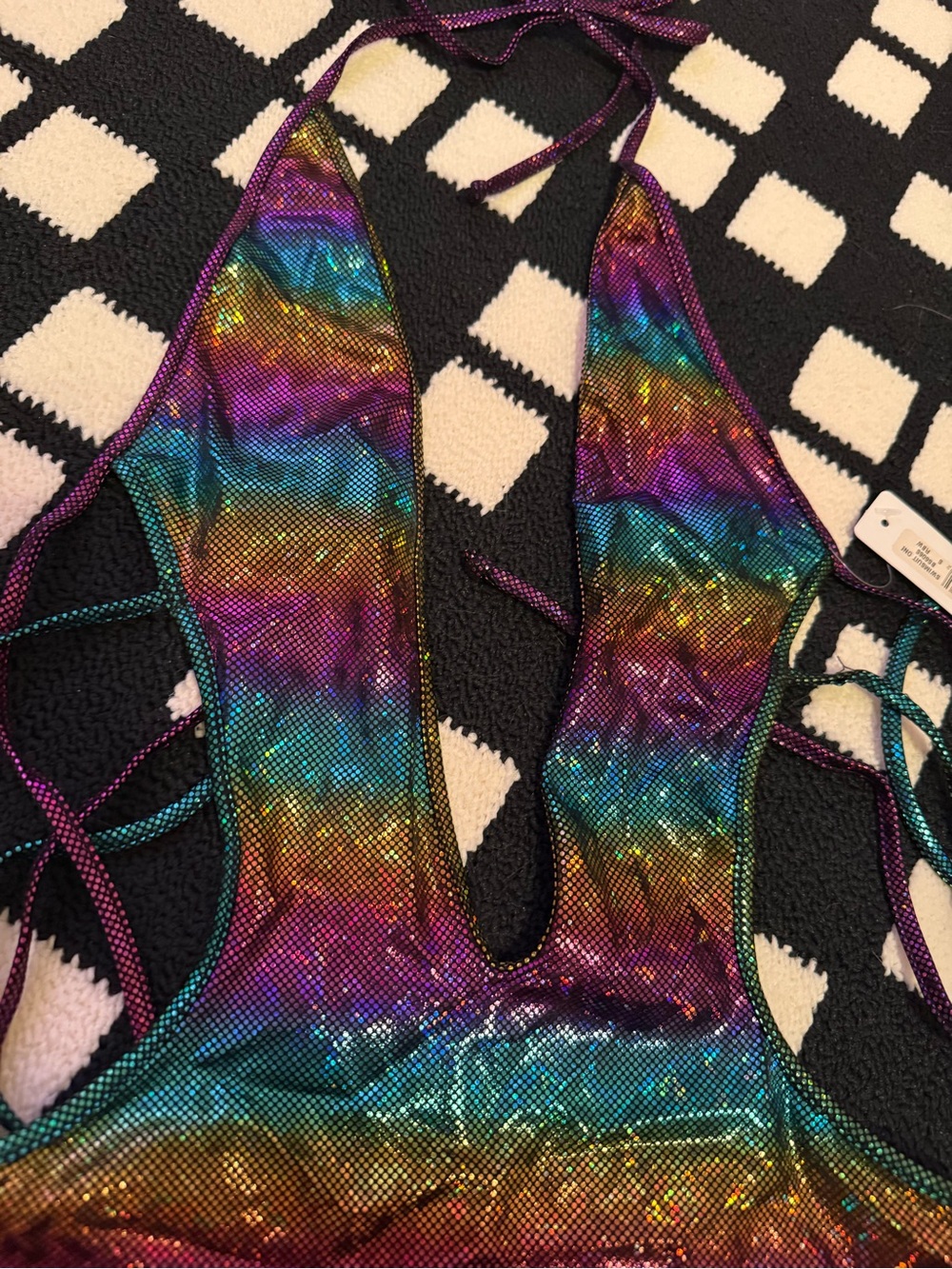 Rainbow Metallic Rave One-Piece - Picture 2 of 3